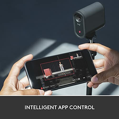 Camera with intelligent app control displayed on a smartphone.