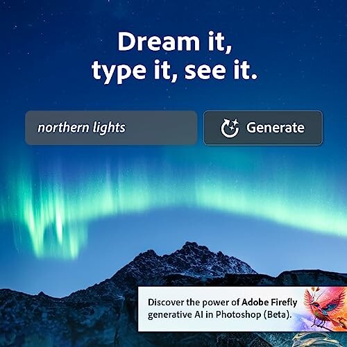 Northern lights with Adobe Firefly generative AI promotion.